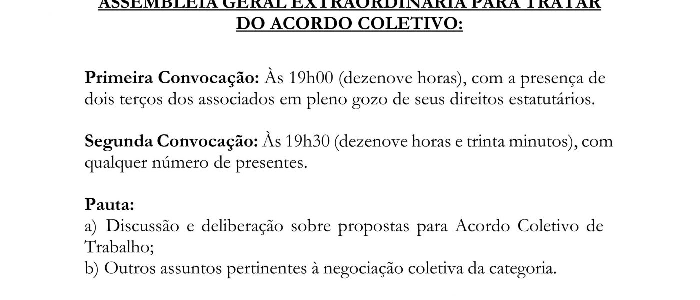 Edital de Convocação – Acordo Coletivo
